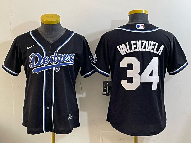 Women Nike 2026 Los Angeles Dodgers #34 Valenzuela Black Game MLB Jersey 01->women mlb jersey->Women Jersey
